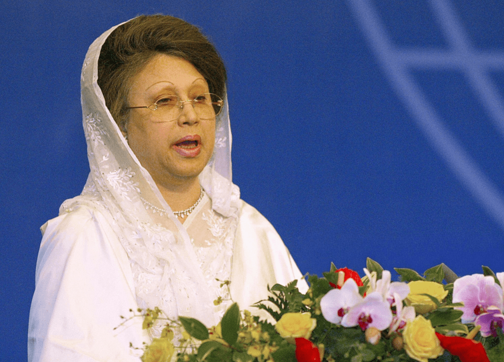 Close-up portrait of Begum Khaleda Zia, former Prime Minister of Bangladesh and BNP Chairperson.
