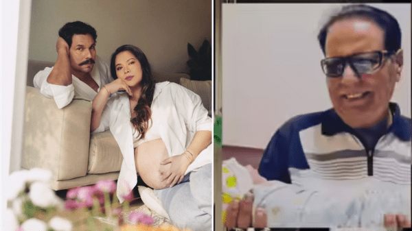 Randeep Hooda and wife Lin Laishram posing together at their pregnancy photoshot.
