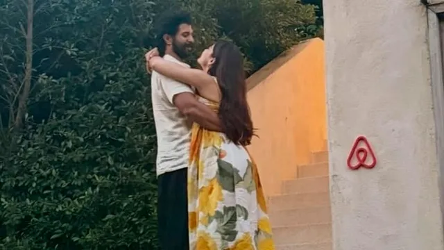 A candid view of Vijay Deverakonda and Rashmika Mandanna enjoying together outdoors during their private honeymoon in Thailand.