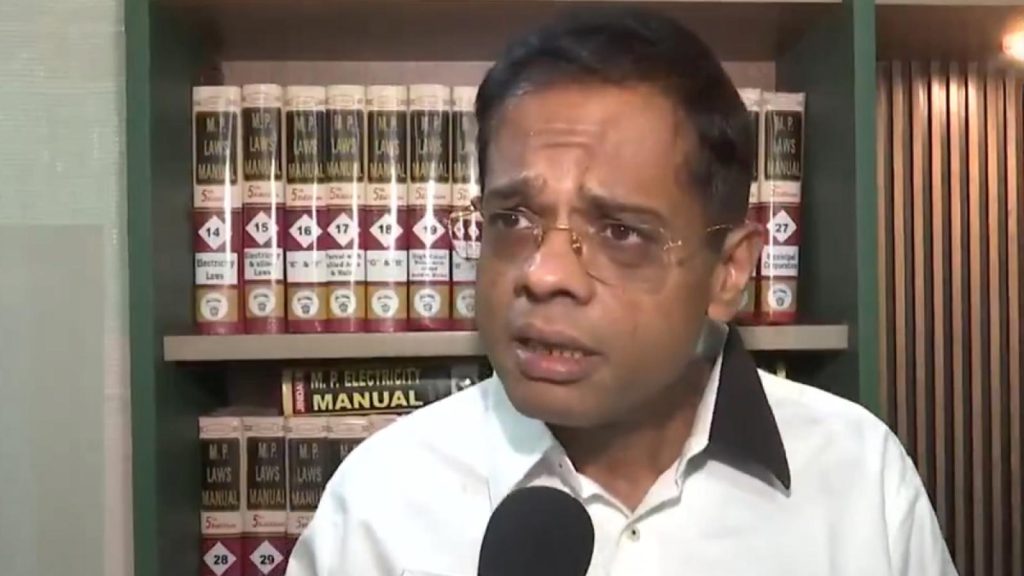 Former Chhattisgarh MLA Amit Jogi interviewing outside the court.